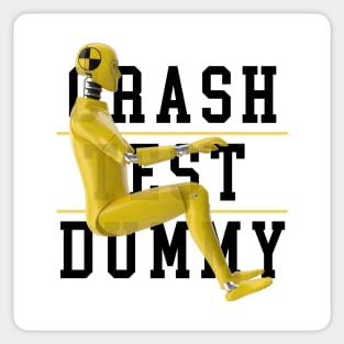 Crash Test Dummy Yellow Crash Test Man Facing Side Way With Yellow Text As Background Sticker